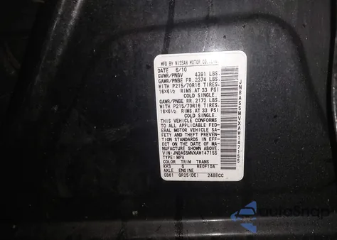 2010 Nissan Rogue S from USA, damaged, VIN JN8AS5MVXAW147155